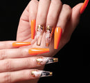 European And American Ballet A Type Art Orange Red Smoke Pattern Fake Nail Patch Box