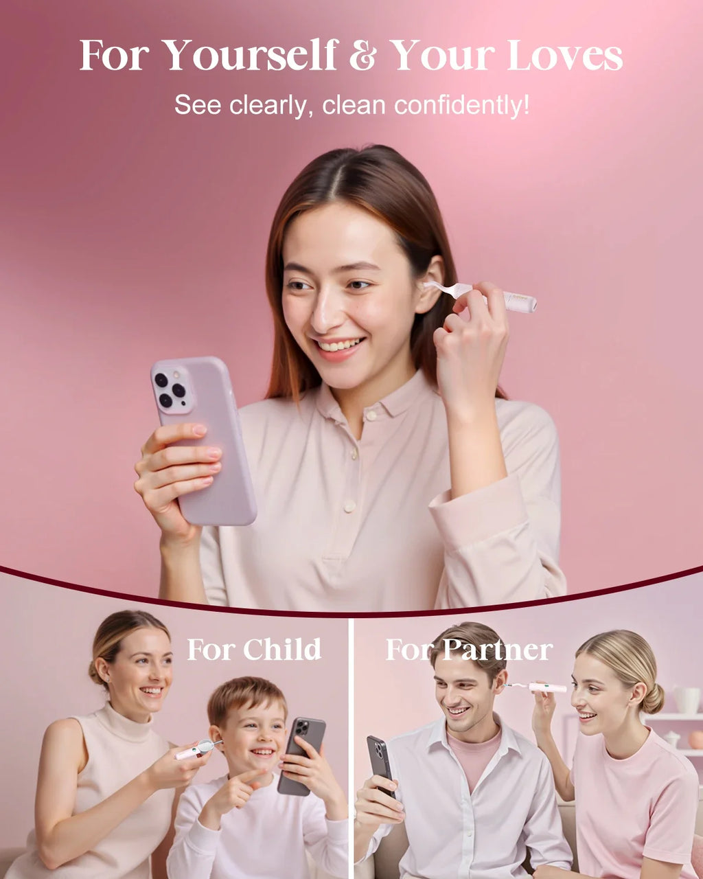 [Pink Color] Bebird EarSight Plus I35R Visual Earpick Ear Cleaner Bendable & Affordable All-in-1 Ear Rod Earwax Removal Kits