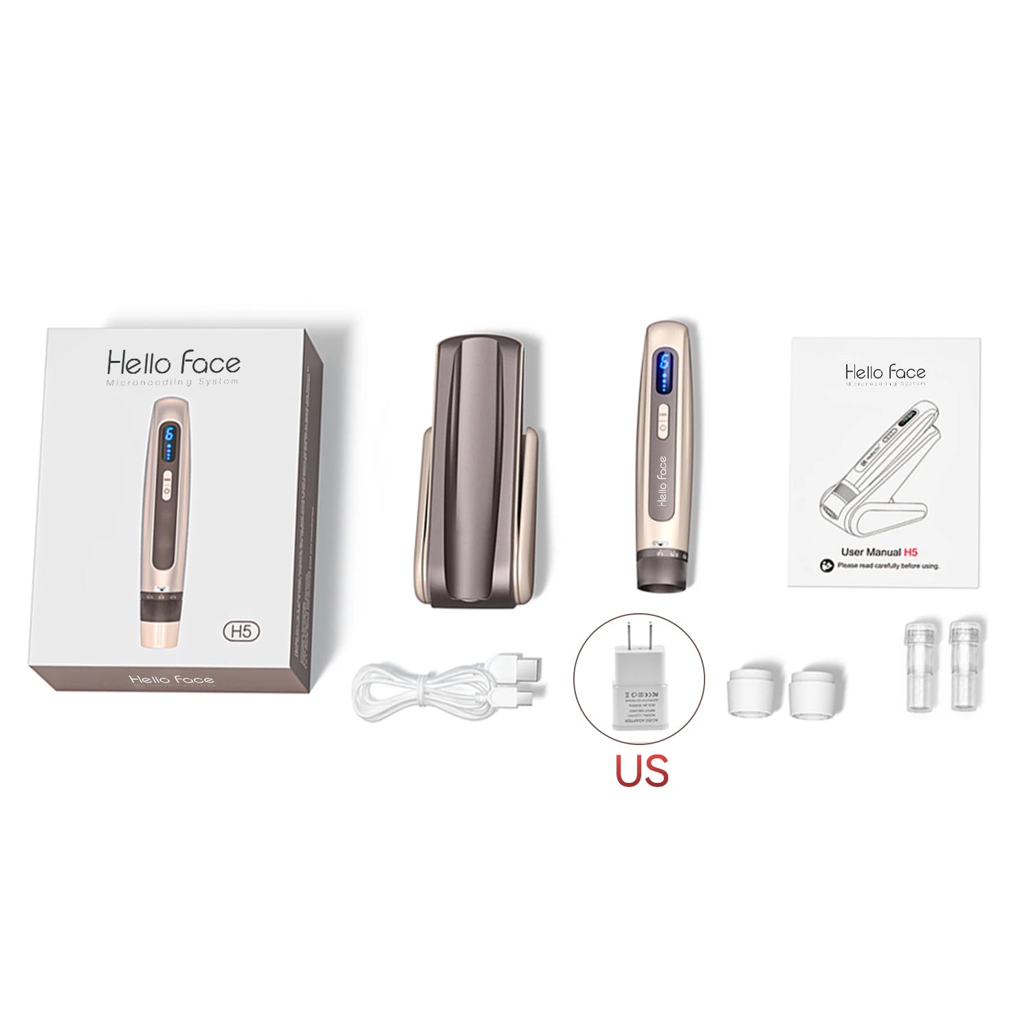 Hello Face H5 Derma pen Original Professional Derma Pen 2 in 1 EMS Automatic Microneedling pen 0.25 mm needle length