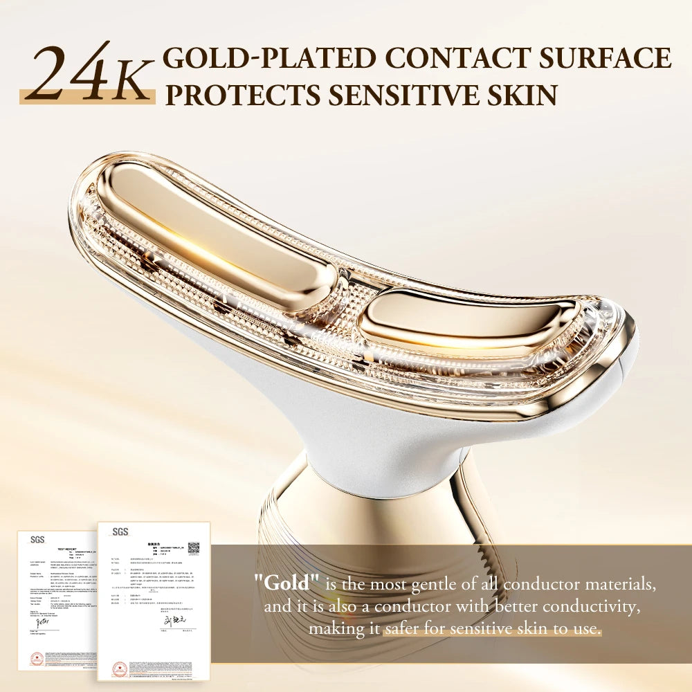 ANLAN Dual Polar Neck Beauty Device with 24K Gold Anti-aging Remove Double Chin Facial Lifting 5 Color LED Warm Facial Massager