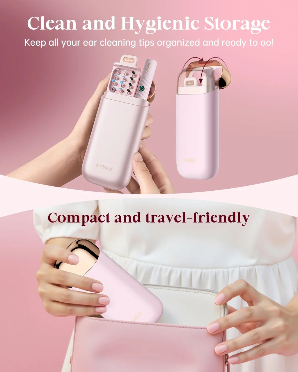 [Pink Color] Bebird EarSight Plus I35R Visual Earpick Ear Cleaner Bendable & Affordable All-in-1 Ear Rod Earwax Removal Kits