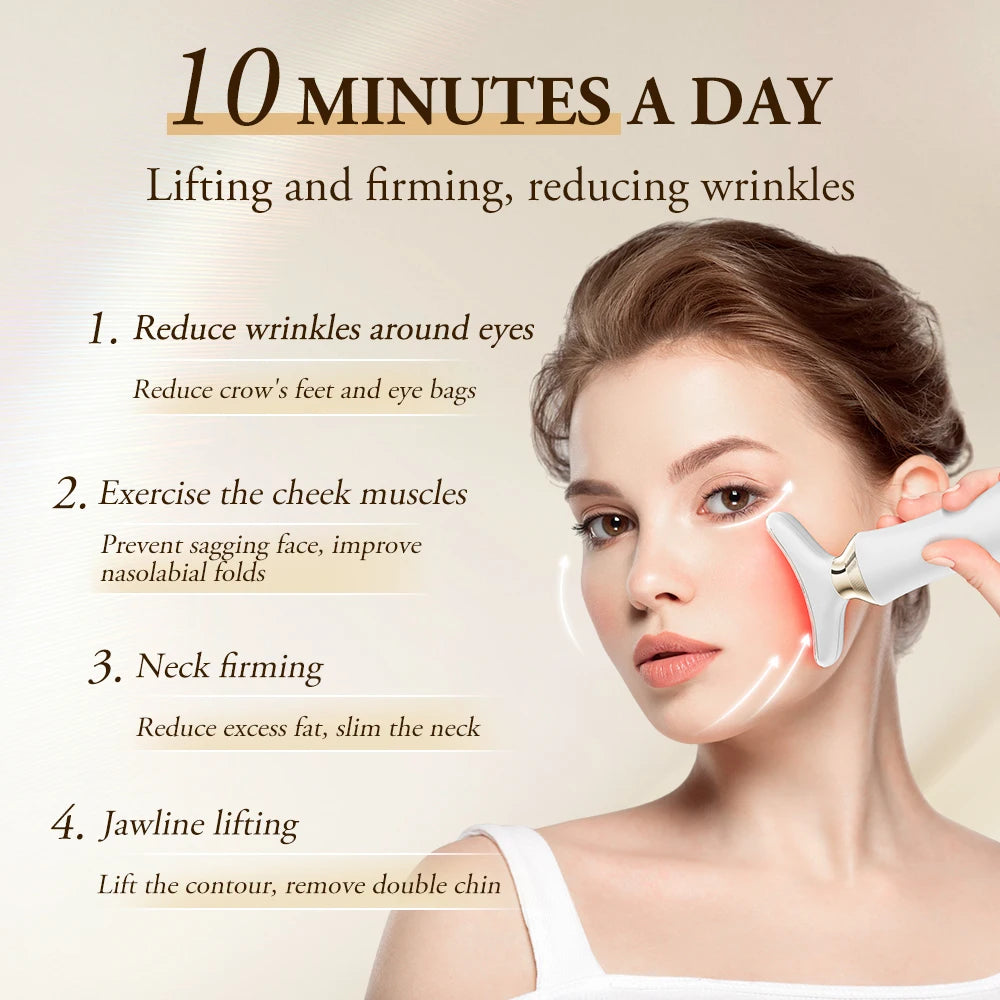 ANLAN Dual Polar Neck Beauty Device with 24K Gold Anti-aging Remove Double Chin Facial Lifting 5 Color LED Warm Facial Massager