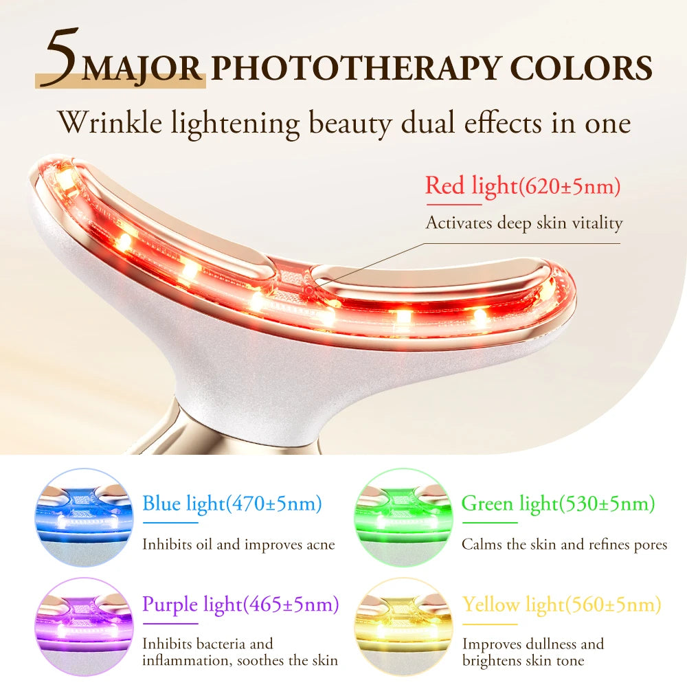 ANLAN Dual Polar Neck Beauty Device with 24K Gold Anti-aging Remove Double Chin Facial Lifting 5 Color LED Warm Facial Massager