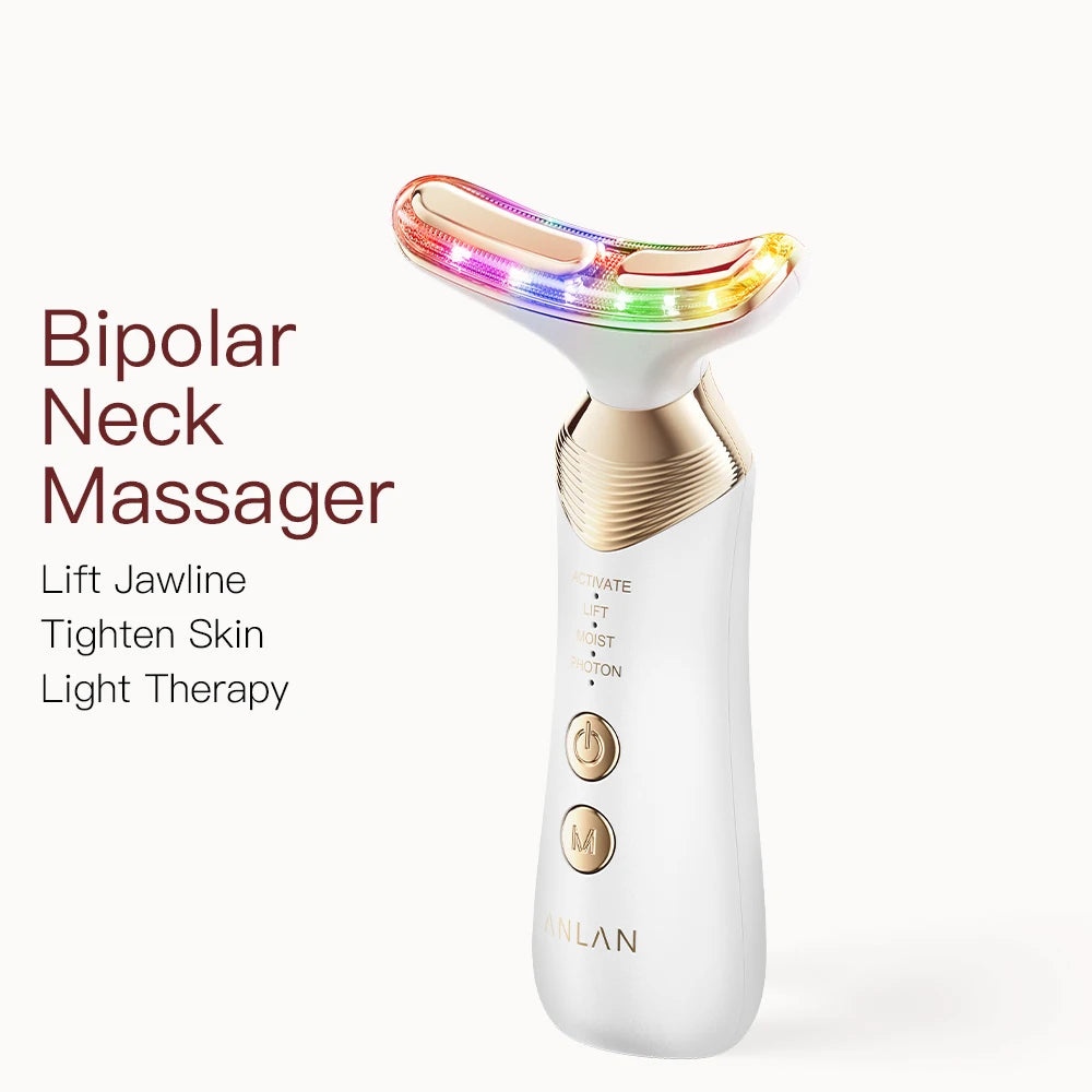 ANLAN Dual Polar Neck Beauty Device with 24K Gold Anti-aging Remove Double Chin Facial Lifting 5 Color LED Warm Facial Massager